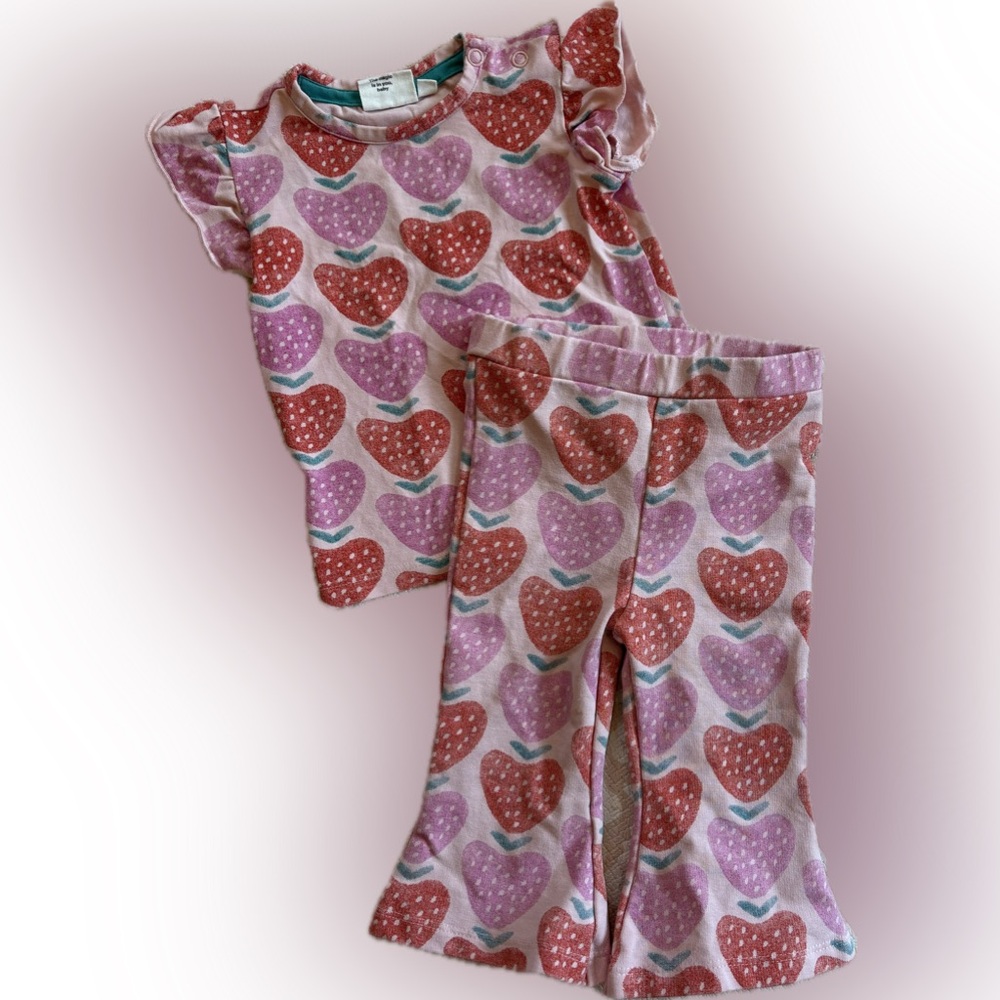 Feetje (Dutch) baby girl flutter sleeve top and flare pants set 6m 2pc bundle
